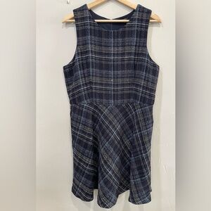 Blue plaid boucle dress